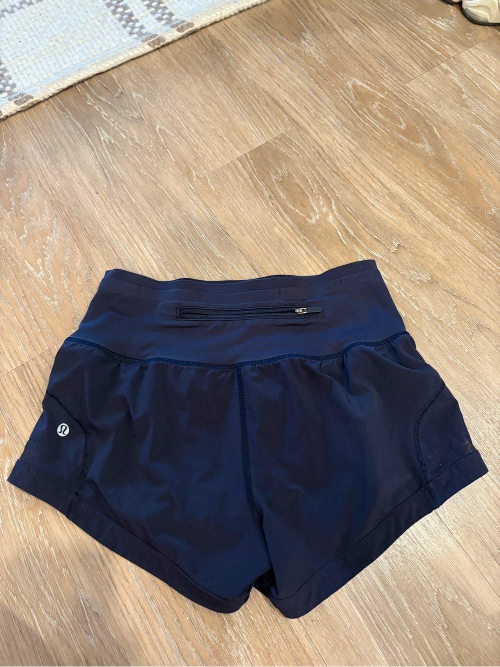 lululemon athletica Navy Women's Athletic Run Shorts with Back Zip